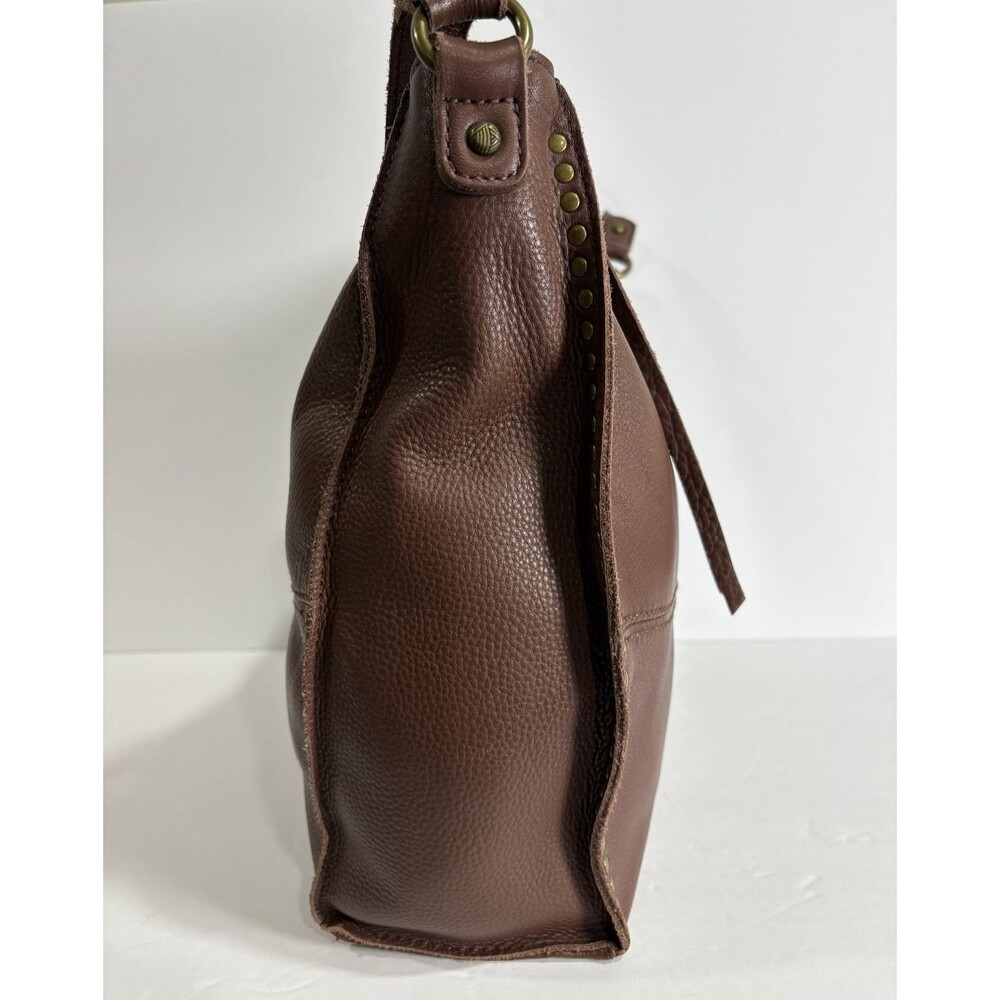 The Sak Silverlake Brown Leather Moto Fringe Hobo Studded Shoulder Bag - Picture 7 of 13